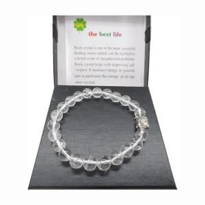 Bergkristal boeddha edelsteen armband in kadodoosje